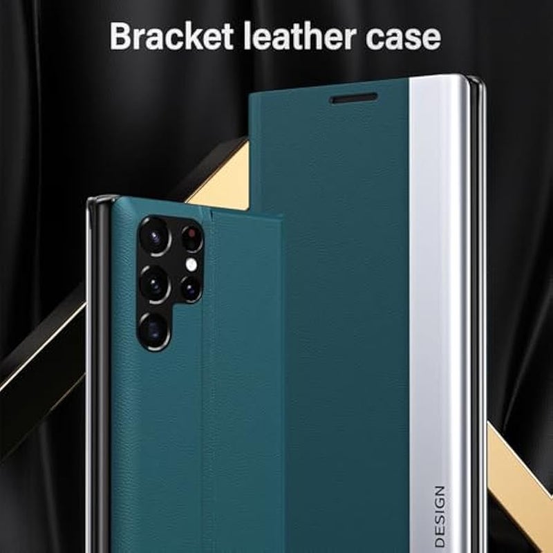 for Samsung Galaxy S25 Ultra Case for Men, Thin PU Leather Business Flip Folio Cover with Kickstand, Slim Full Body Protective Phone Case for Samsung S25 Ultra CX Deep Blue - Image 2